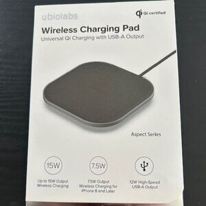 UbioLabs Wireless Charging Pad 15W Universal Qi Charging with USB output Black